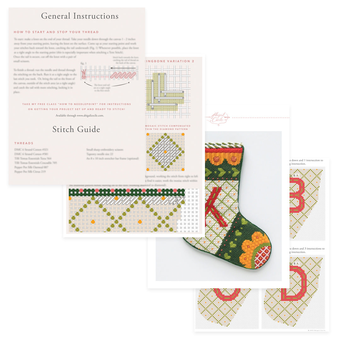 Vintage Cross Stitch Pattern - Christmas Stocking - PDF - Inspire