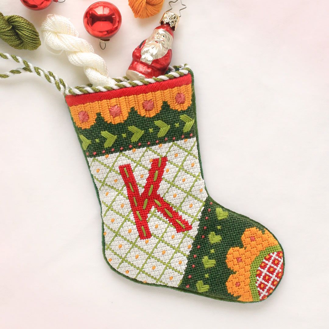 Green Merry Mini Stocking - Kit and Stitch Guide - Abigail Cecile